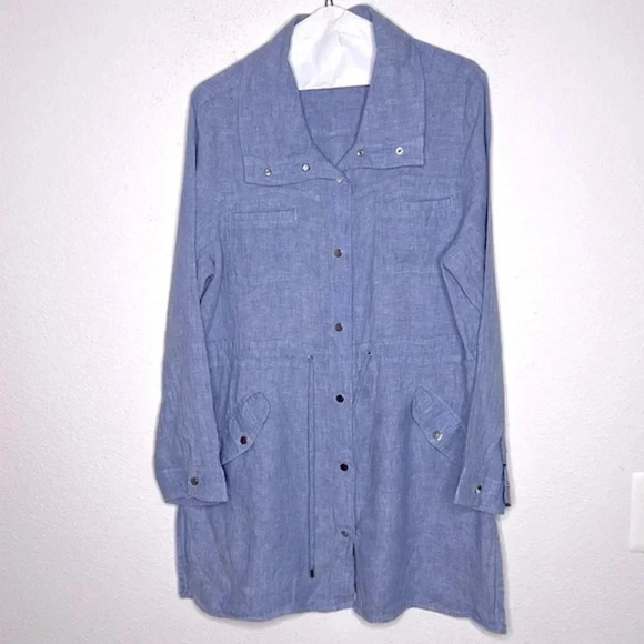 Chico’s Cross Dye Linen Utility Jacket size 2- medium - Picture 3 of 7